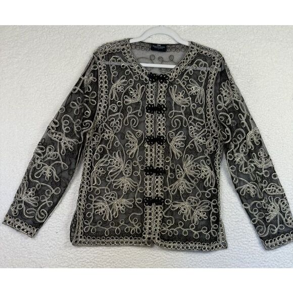 Princess Cruises Jacket Womens Large Sheer Embroidered Button Up Formal Cardigan - Picture 1 of 8